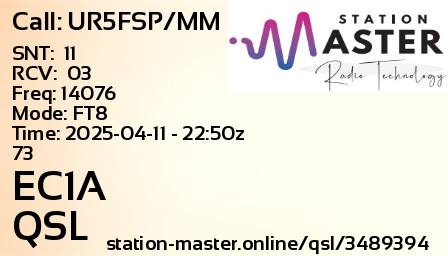 QSL Card for EC1A QSO with UR5FSP/MM