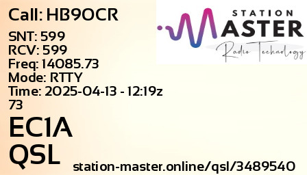 QSL Card for EC1A QSO with HB9OCR