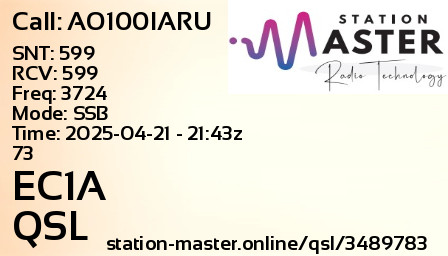 QSL Card for EC1A QSO with AO100IARU