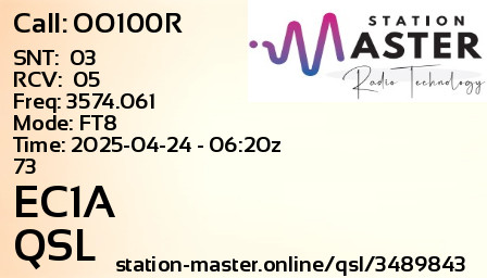 QSL Card for EC1A QSO with OO100R