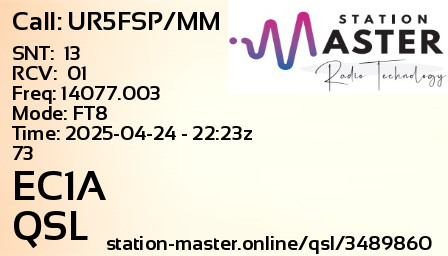 QSL Card for EC1A QSO with UR5FSP/MM