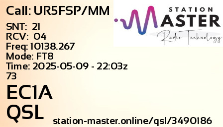 QSL Card for EC1A QSO with UR5FSP/MM