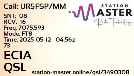 QSL Card for EC1A QSO with UR5FSP/MM