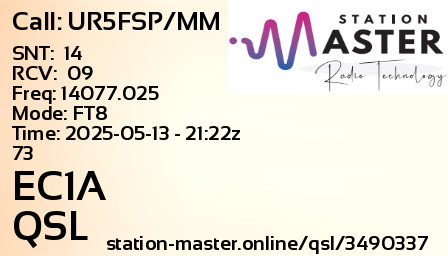 QSL Card for EC1A QSO with UR5FSP/MM