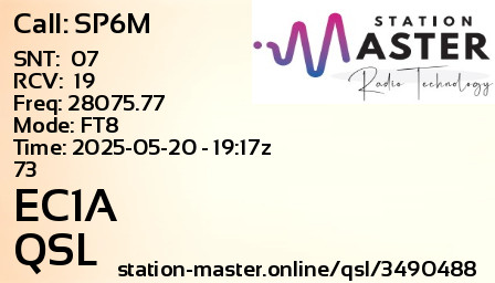 QSL Card for EC1A QSO with SP6M