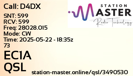 QSL Card for EC1A QSO with D4DX