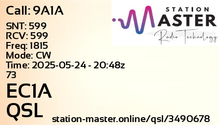 QSL Card for EC1A QSO with 9A1A