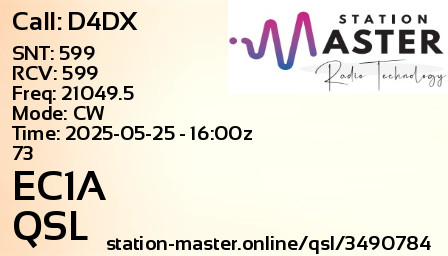 QSL Card for EC1A QSO with D4DX