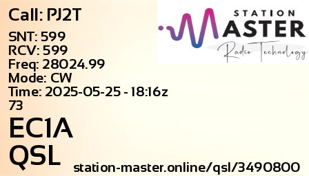 QSL Card for EC1A QSO with PJ2T