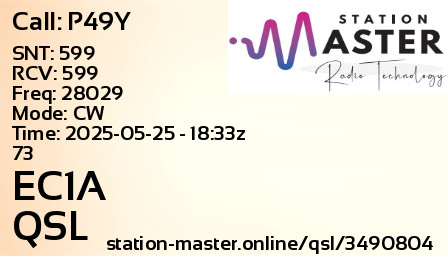 QSL Card for EC1A QSO with P49Y