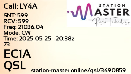 QSL Card for EC1A QSO with LY4A
