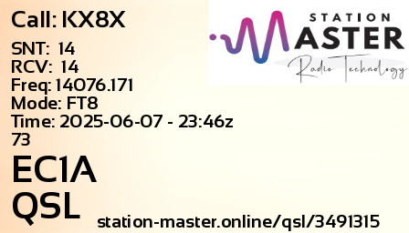 QSL Card for EC1A QSO with KX8X