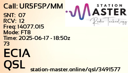 QSL Card for EC1A QSO with UR5FSP/MM