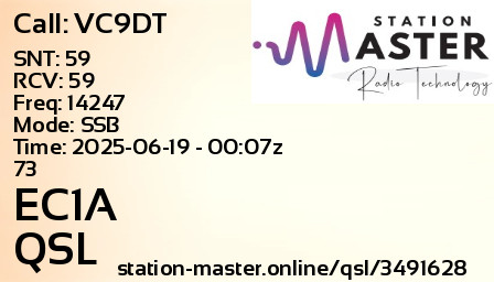 QSL Card for EC1A QSO with VC9DT