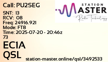 QSL Card for EC1A QSO with PU2SEG