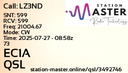 QSL Card for EC1A QSO with LZ3ND