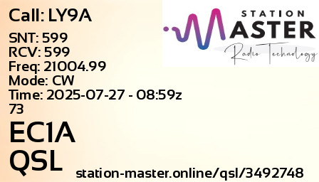 QSL Card for EC1A QSO with LY9A