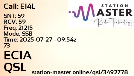 QSL Card for EC1A QSO with EI4L