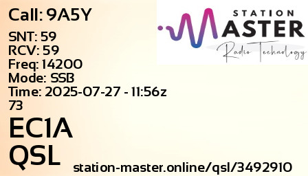 QSL Card for EC1A QSO with 9A5Y