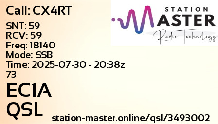 QSL Card for EC1A QSO with CX4RT