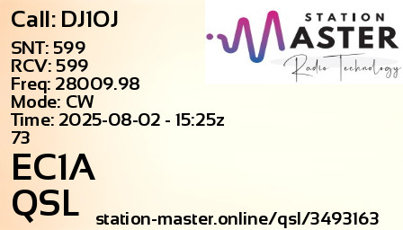 QSL Card for EC1A QSO with DJ1OJ