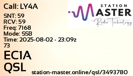 QSL Card for EC1A QSO with LY4A