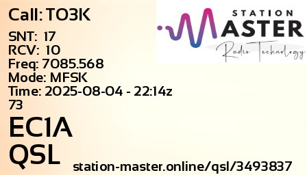 QSL Card for EC1A QSO with TO3K
