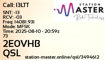 QSL Card for 2E0VHB QSO with I3LTT