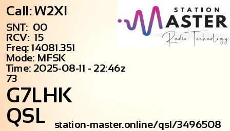 QSL Card for G7LHK QSO with W2XI