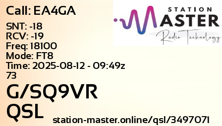 QSL Card for G/SQ9VR QSO with EA4GA