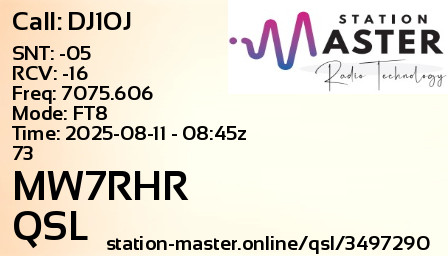 QSL Card for MW7RHR QSO with DJ1OJ