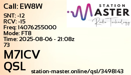 QSL Card for M7ICV QSO with EW8W