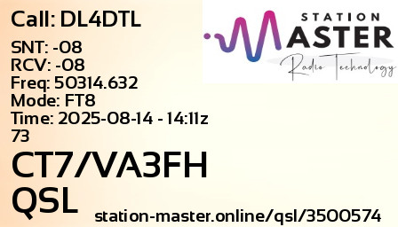 QSL Card for CT7/VA3FH QSO with DL4DTL