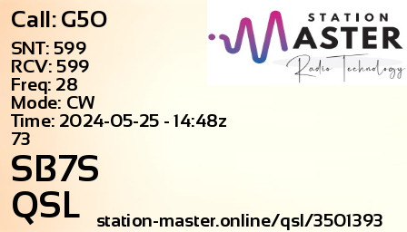 QSL Card for SB7S QSO with G5O