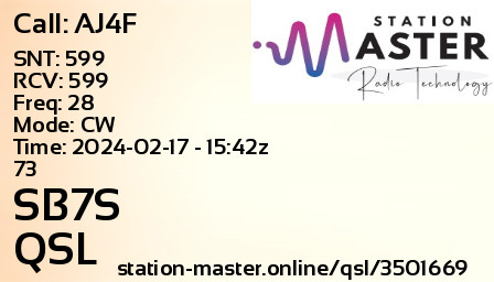 QSL Card for SB7S QSO with AJ4F
