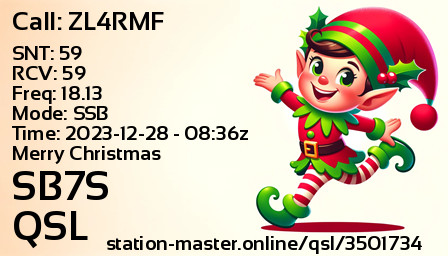 QSL Card for SB7S QSO with ZL4RMF