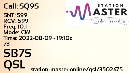 QSL Card for SB7S QSO with SQ9S