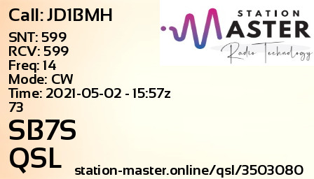 QSL Card for SB7S QSO with JD1BMH