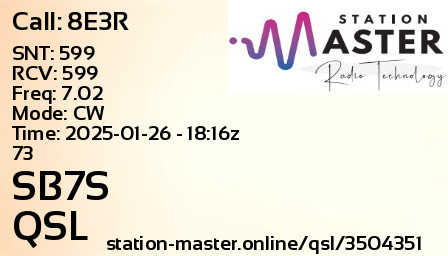 QSL Card for SB7S QSO with 8E3R