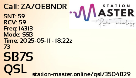 QSL Card for SB7S QSO with ZA/OE8NDR