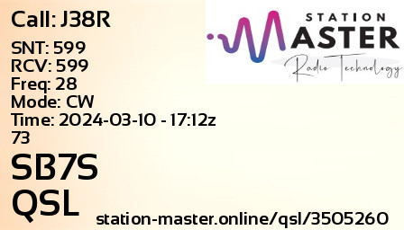 QSL Card for SB7S QSO with J38R