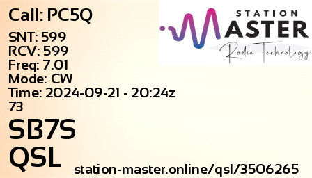 QSL Card for SB7S QSO with PC5Q