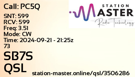 QSL Card for SB7S QSO with PC5Q