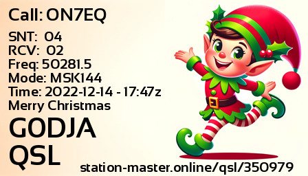 QSL Card for G0DJA QSO with ON7EQ
