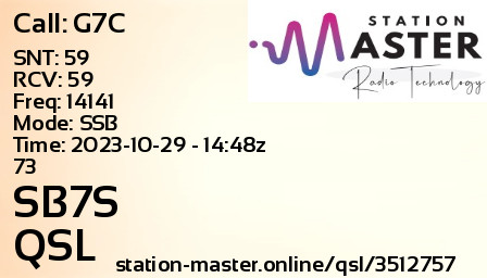 QSL Card for SB7S QSO with G7C
