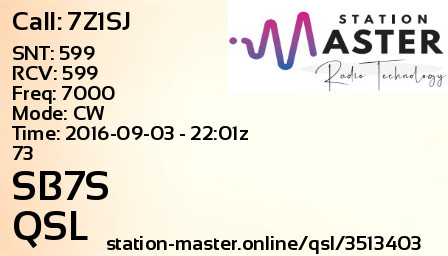QSL Card for SB7S QSO with 7Z1SJ