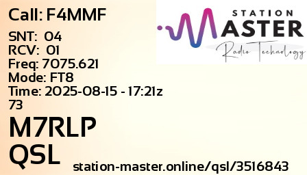 QSL Card for M7RLP QSO with F4MMF