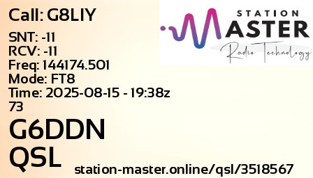 QSL Card for G6DDN QSO with G8LIY