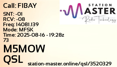 QSL Card for M5MOW QSO with F1BAY