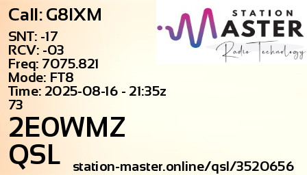 QSL Card for 2E0WMZ QSO with G8IXM